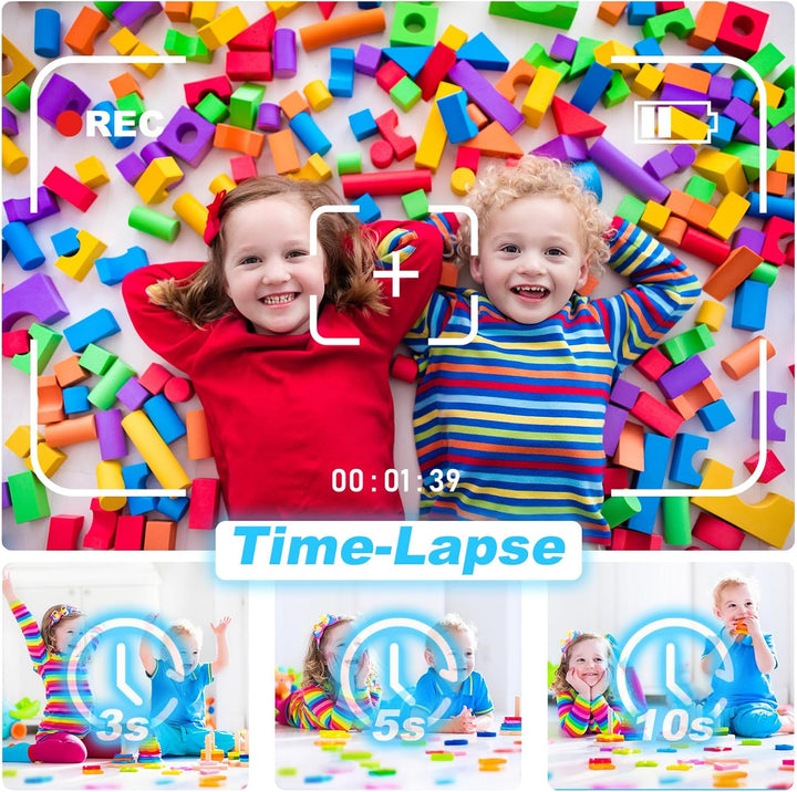 Cámara para niños con impresión instantánea, video de 1080P, tarjet...