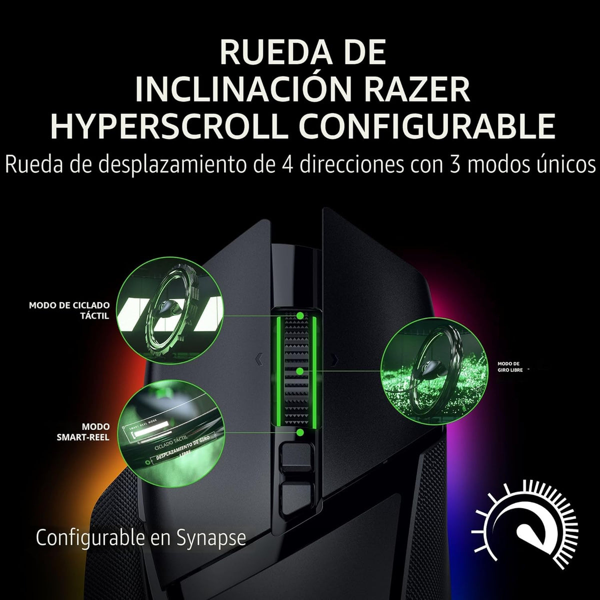 Razer Basilisk V3 Pro 35K Mouse inalámbrico para juegos: rueda de i...