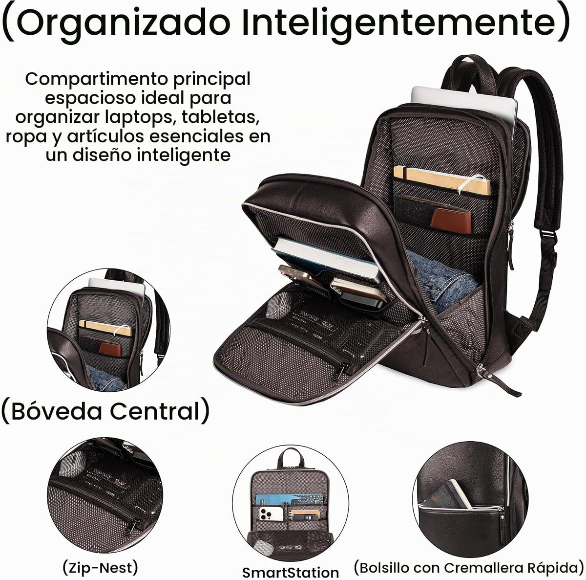 LEATHER VILLAGE Mochila de cuero para computadora portátil para hombres con