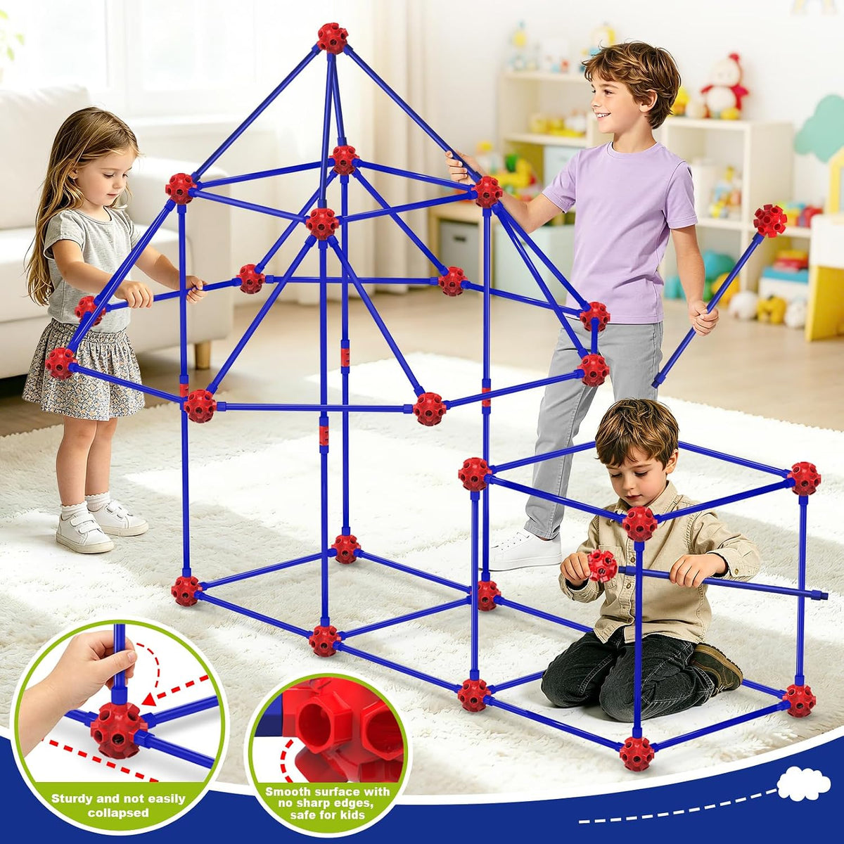 Kit de construcción de fortalezas para niños de 4 a 8 a 12 años, 140 piezas