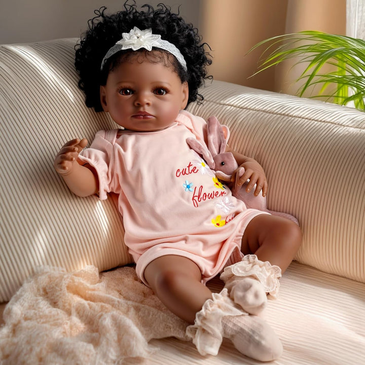 BABESIDE Muñecas de bebé negras, muñeca de bebé realista de 20 pulg...