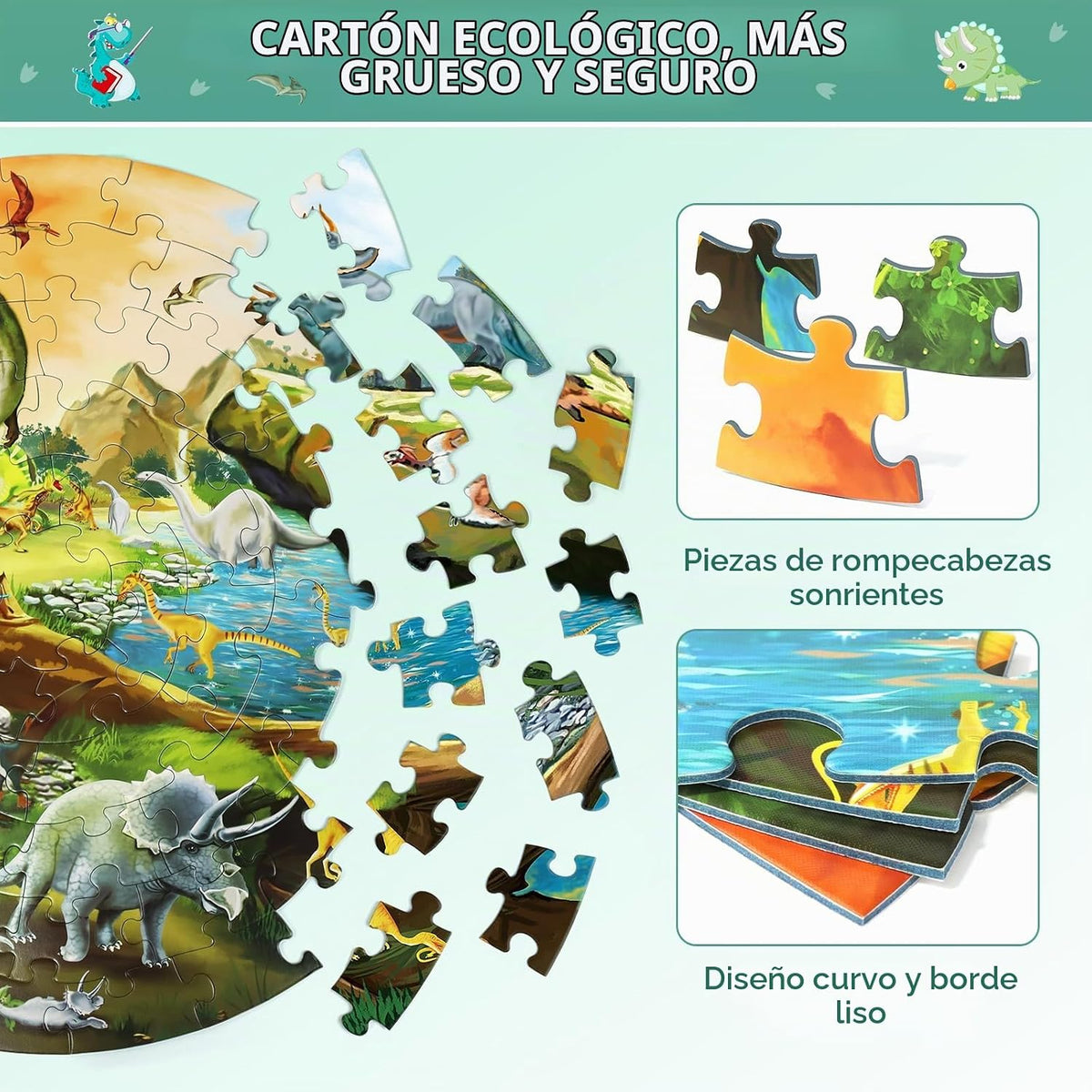 70 Piezas Rompecabezas de Dinosaurios para Niños de 4 a 8 Años