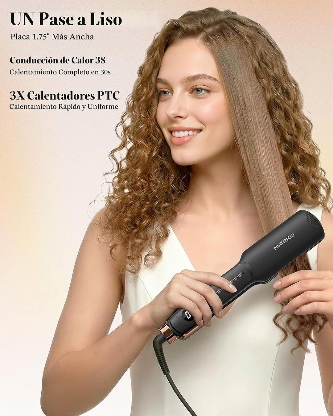 CONLWIN - Plancha plana de titanio de 1.75 pulgadas con infrarrojos...