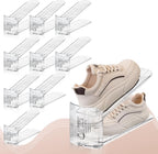 Paquete de 10 apiladores de zapatos transparentes, organizador de ranuras para zapatos para armario, exhibición de zapatos, ahorro de espacio, soporte organizador ajustable para zapatos de tacón alto, tenis (transparente)