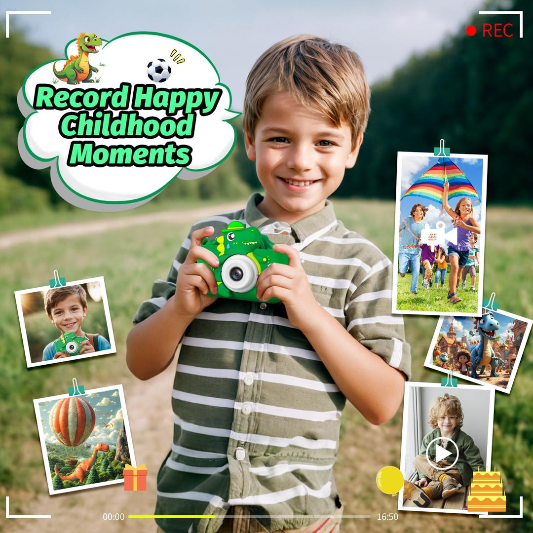 Cámara de dinosaurio para niños y niñas, cámara digital para selfie...