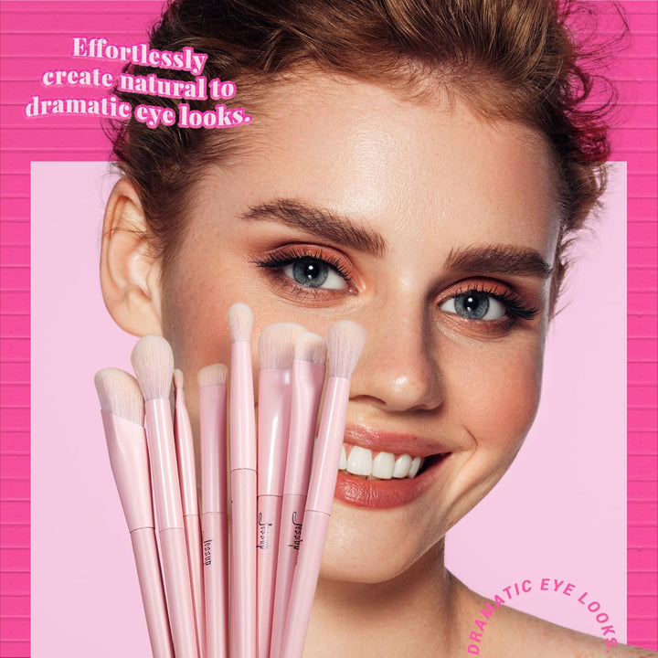 Jessup Juego de brochas de maquillaje rosa, 14 piezas, brochas de m...