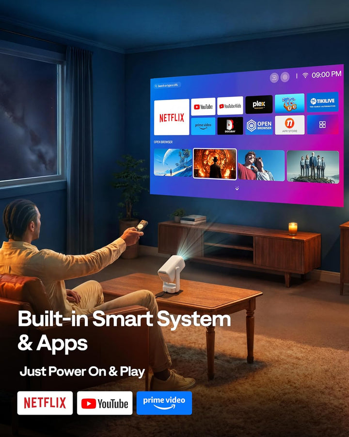 Aurzen Proyector portátil inteligente D1 air con WiFi y Bluetooth,...