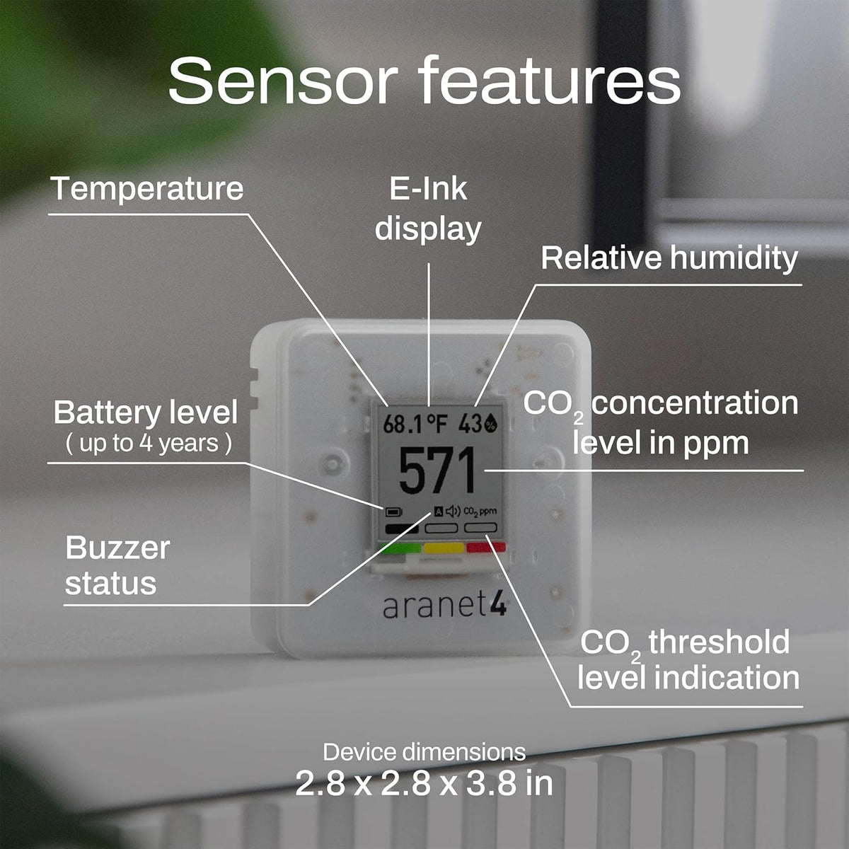 SAF Aranet4 Home Monitor inalámbrico de calidad del aire
