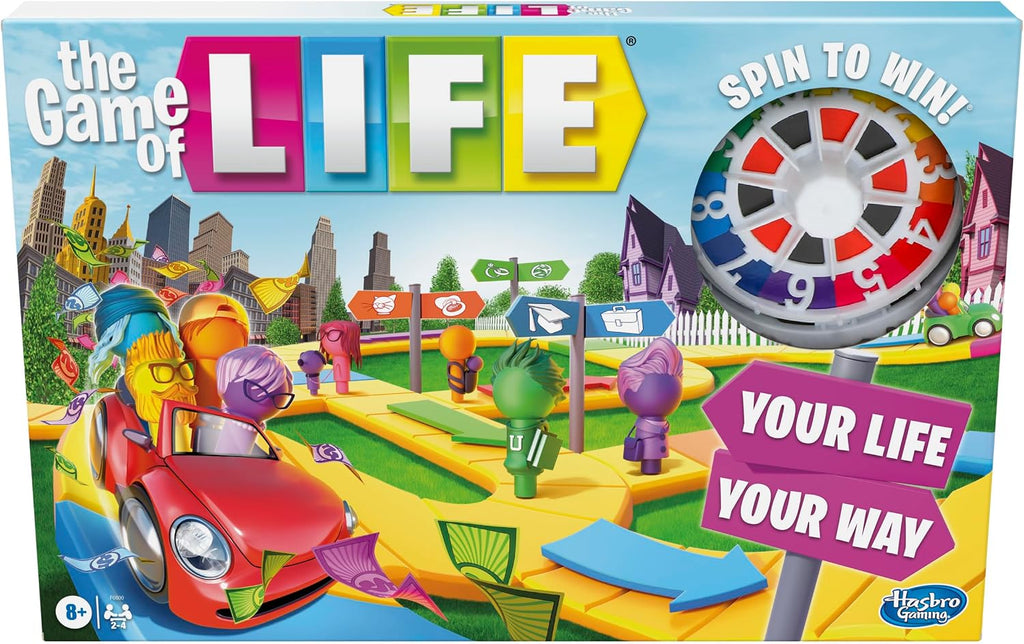 Juego de mesa The Game of Life, juegos familiares para niños de 8 años en adelante, las clavijas vienen en 6 colores, juegos de mesa familiares para 2 a 4 jugadores