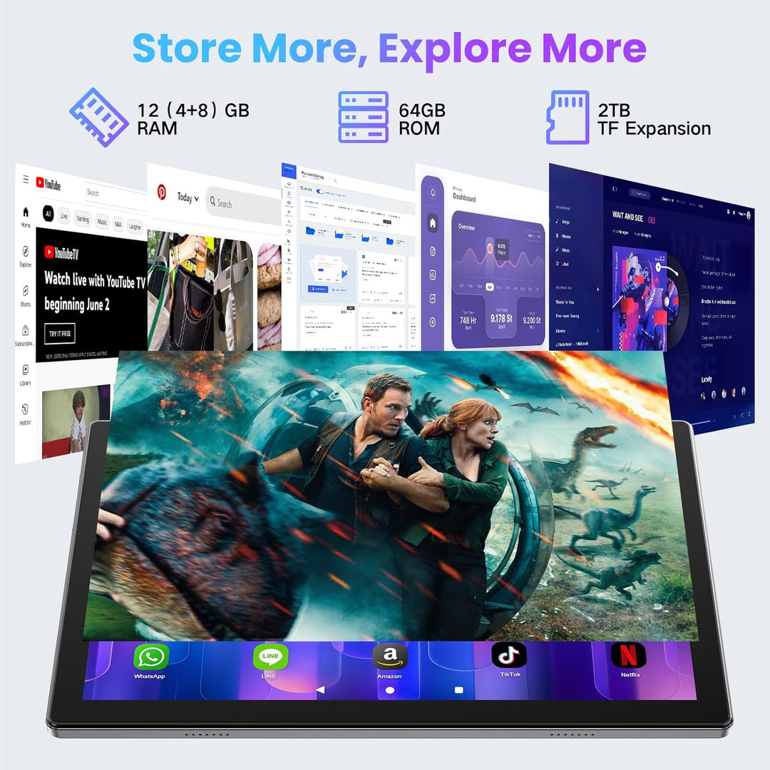 FIEKVE Tableta Android 14 de 10.1 pulgadas para adultos, Octa-Core,...