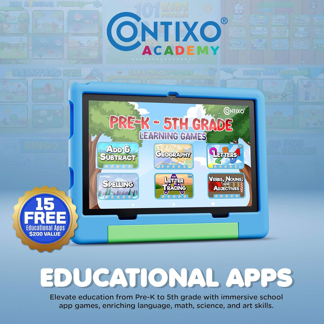 Contixo Tablet A10 para niños con 14 aplicaciones, Lingokids y Epic...