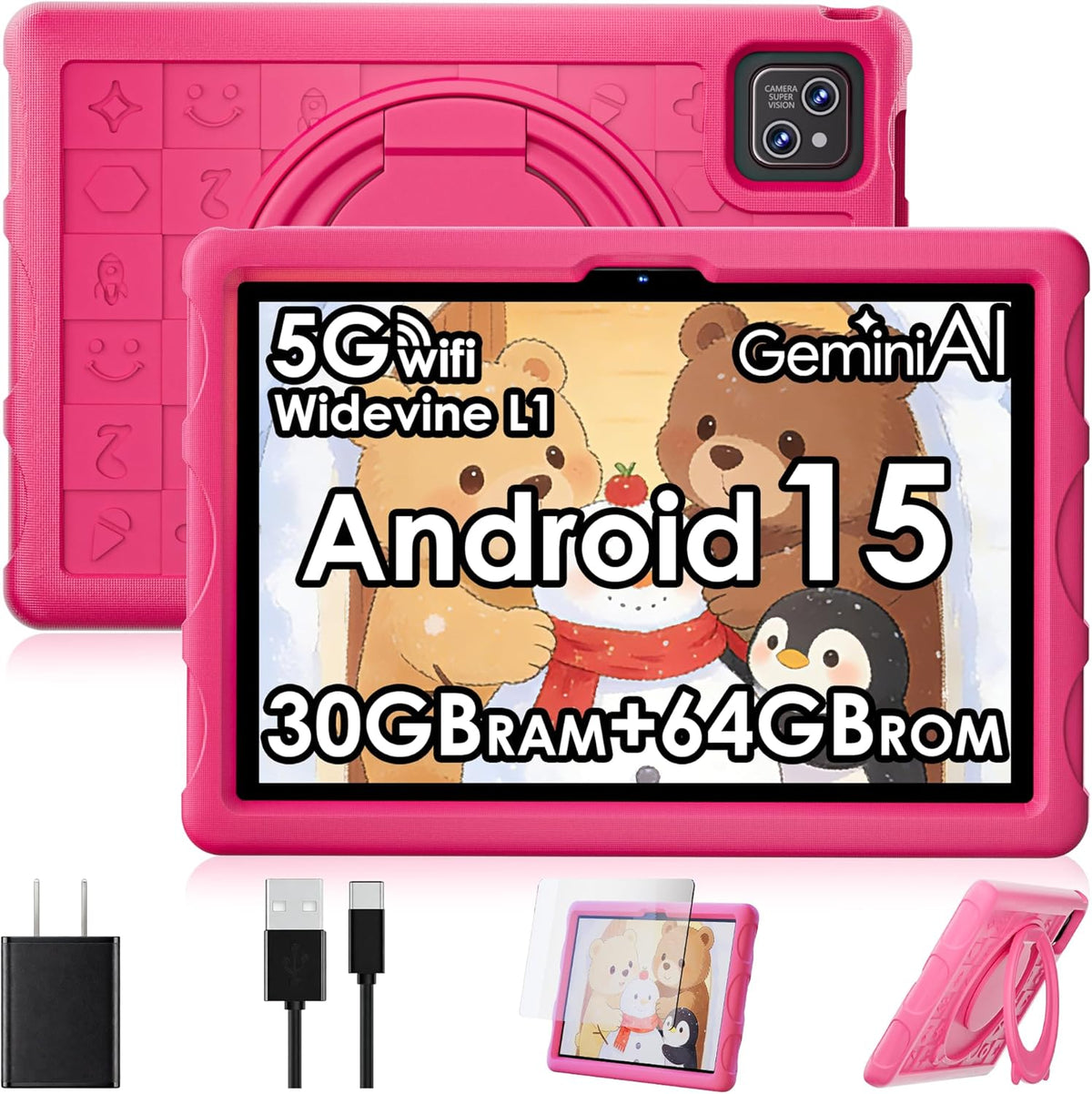 Tablet Android 15 2026, tableta de 10.1 pulgadas con funda a prueba...