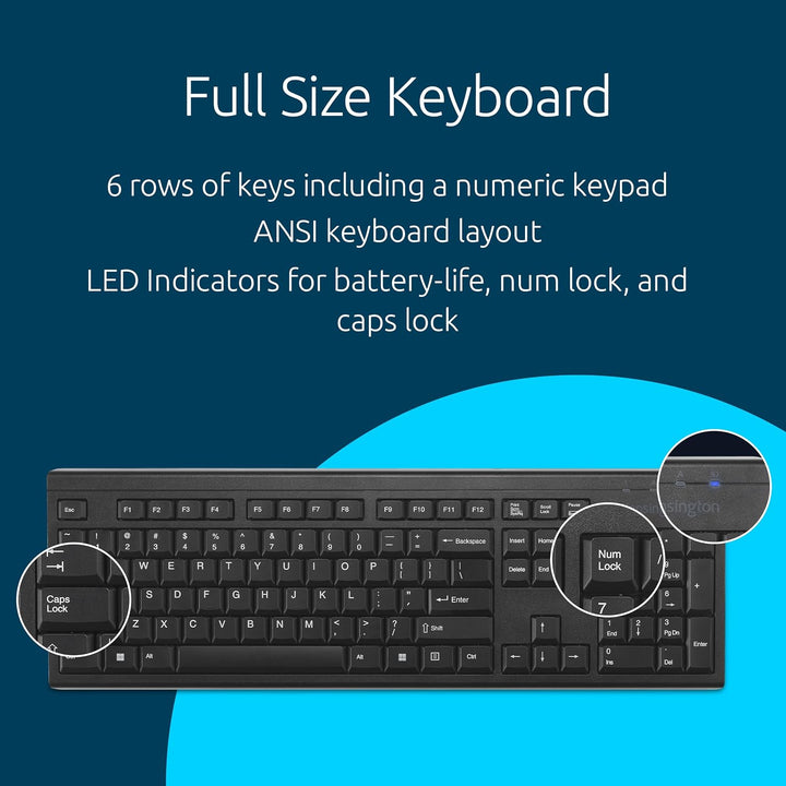 Kensington Teclado inalámbrico KB150 EQ, tamaño completo, conexión...