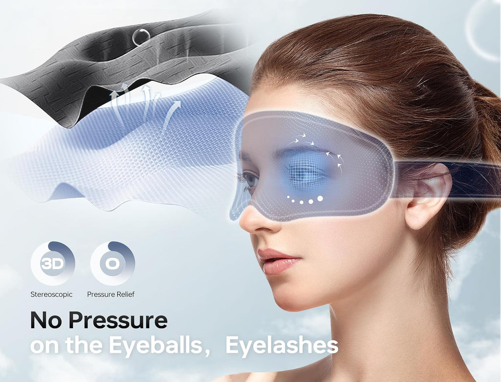 Máscara de dormir TOPOINT con auriculares Bluetooth, máscara de ojos 3D para auriculares de dormir con ruido blanco, oscurecimiento total, Bluetooth 5.4, temporizador, 15 horas para mujeres y hombres