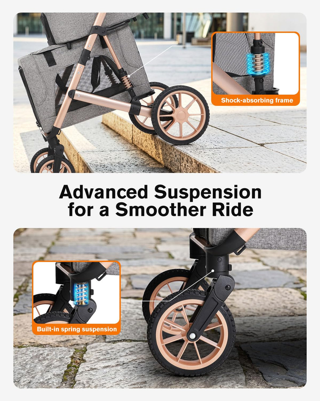 Cochecito doble para mascotas con 2 transportadores desmontables