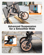 Cochecito doble para mascotas con 2 transportadores desmontables