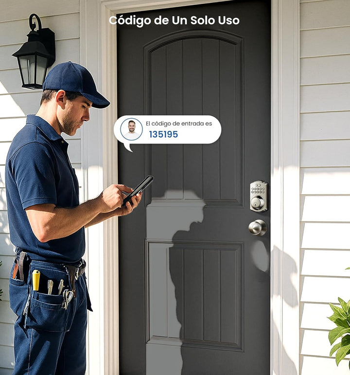 Veise Cerradura de puerta de entrada sin llave con 2 perillas, cerr...