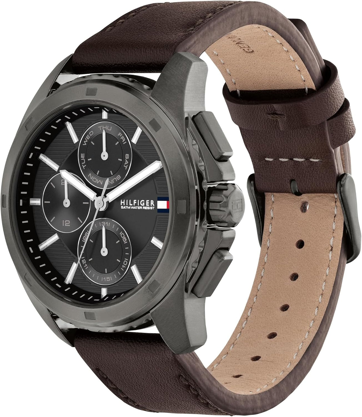 Tommy Hilfiger Reloj clásico de cuarzo multifunción – Reloj de pulsera con correa de cuero para hombre – Resistente al agua hasta 5 ATM/164 ft – Moda premium para uso diario – 1.732 in