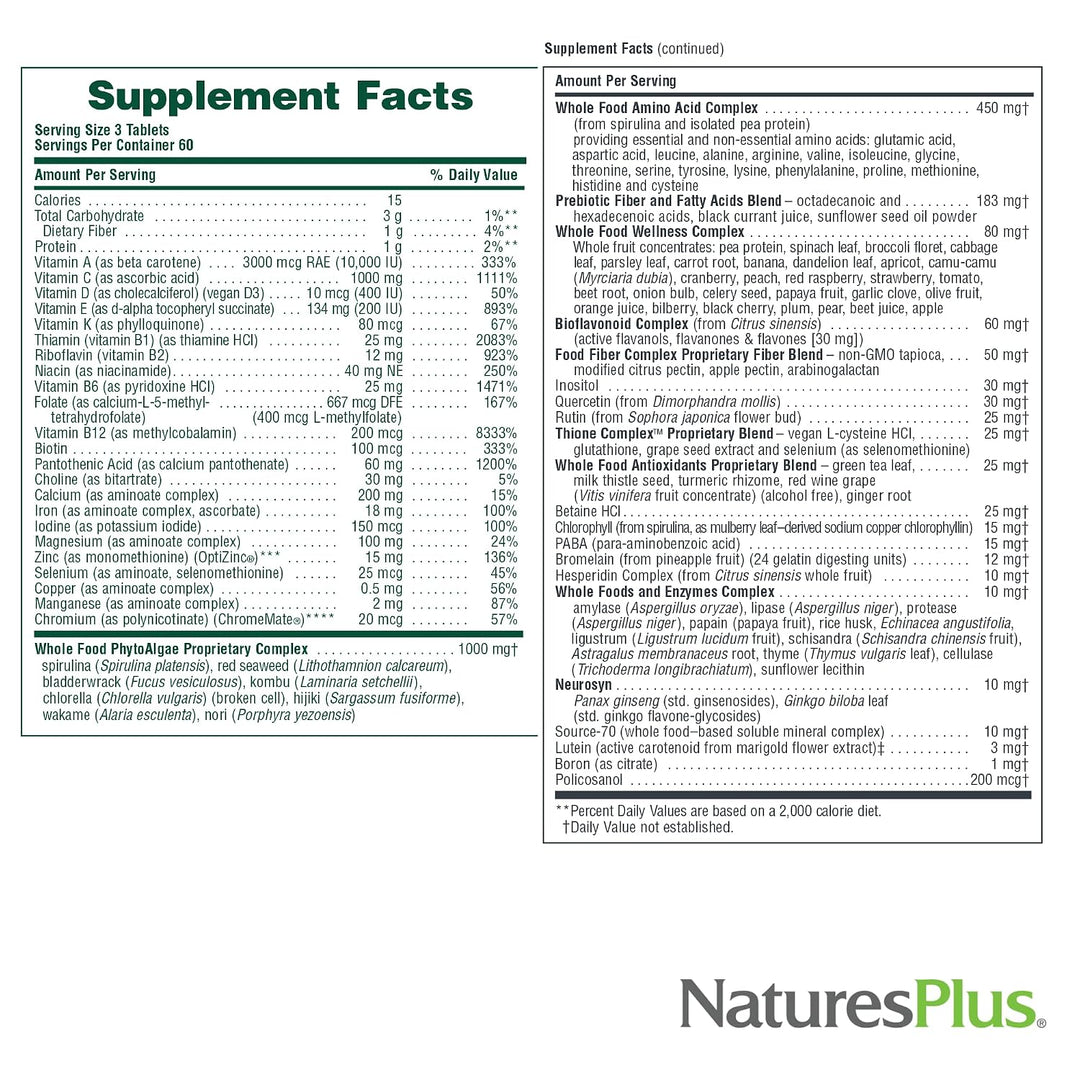 NaturesPlus Ultra Source of Life Multivitamínico - 180 tabletas - A...
