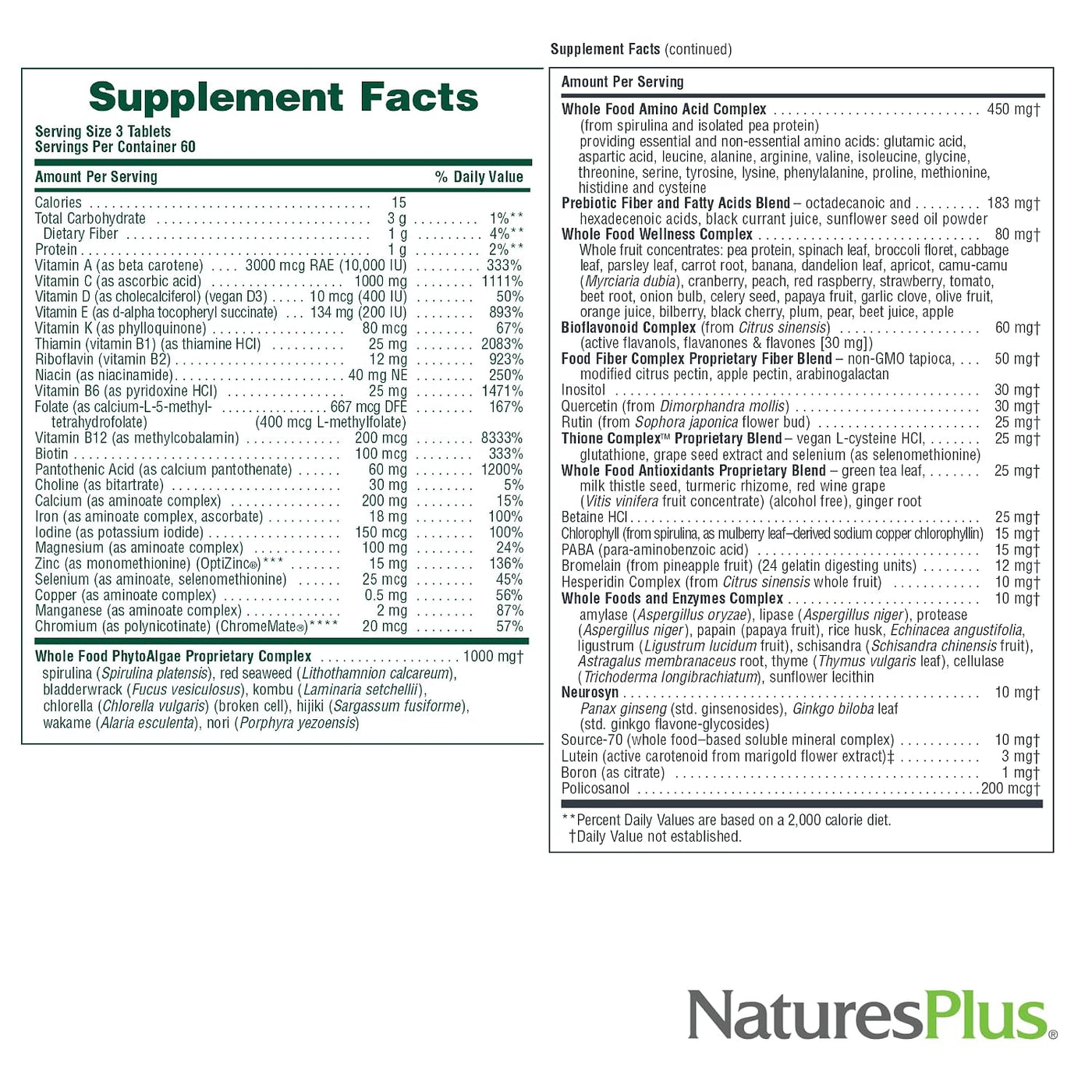 NaturesPlus Ultra Source of Life Multivitamínico - 180 tabletas - A...