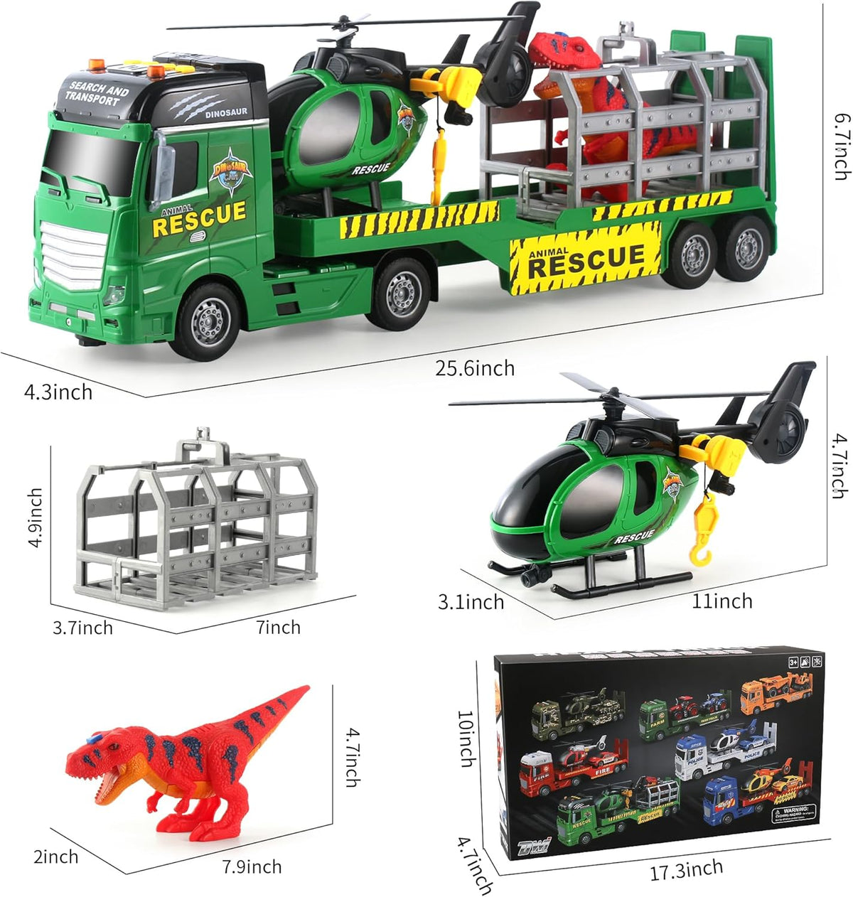 Dwi Dowellin Camión Transportador Juguetes para Niños, Camión de dinosaurios