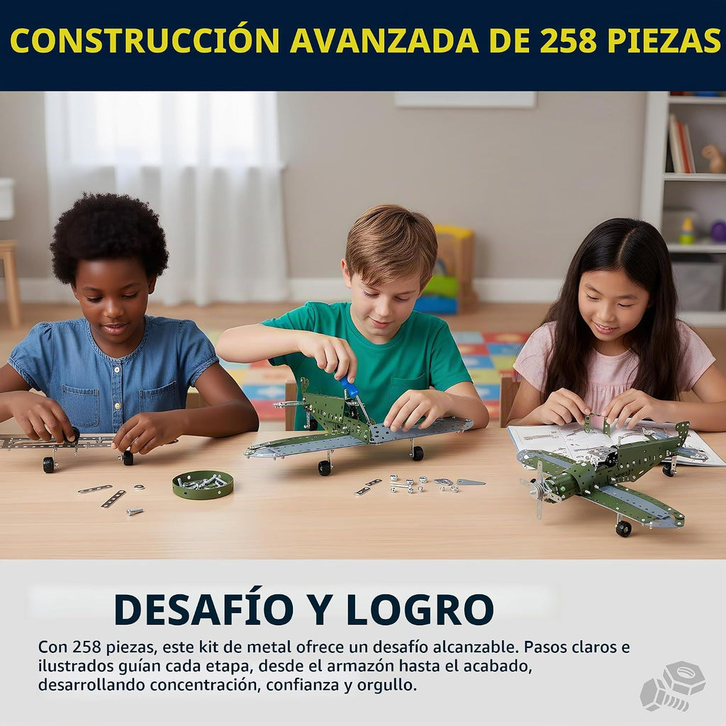 STEM Kit de construcción de aviones de metal para niños, juego de