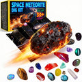 Kit de excavación de piedras preciosas de meteoritos y espacios: desenterrar más de 30 piedras preciosas y cristales reales, kit de ciencia para niños, kit de excavación de gemas, regalo para niñas y