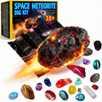 Kit de excavación de piedras preciosas de meteoritos y espacios: desenterrar más de 30 piedras preciosas y cristales reales, kit de ciencia para niños, kit de excavación de gemas, regalo para niñas y