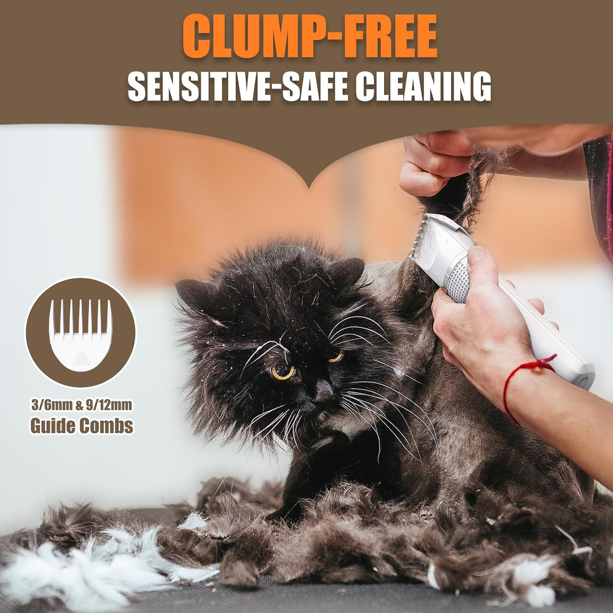 Kit de cortapelos para gatos con recortador de patas, suministros eléctricos 3 en 1 para cabello grueso y enmarañado, afeitadora de trasero de abrigo pesado, afeitadora de pelo para perros en casa (blanco)
