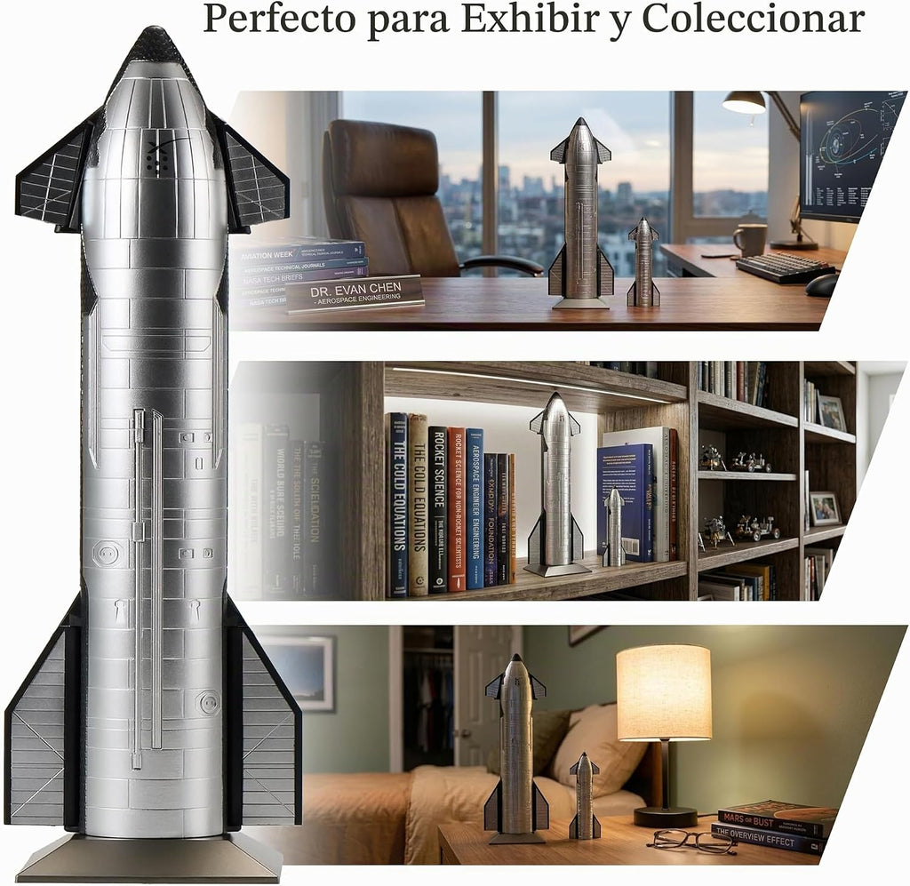SpaceX Starship - Cohete de dragón fundido a presión a escala 1/200, modelo de cohetes halcón pesado para coleccionista, entusiasta de la aviación, adorno de escritorio y coleccionable