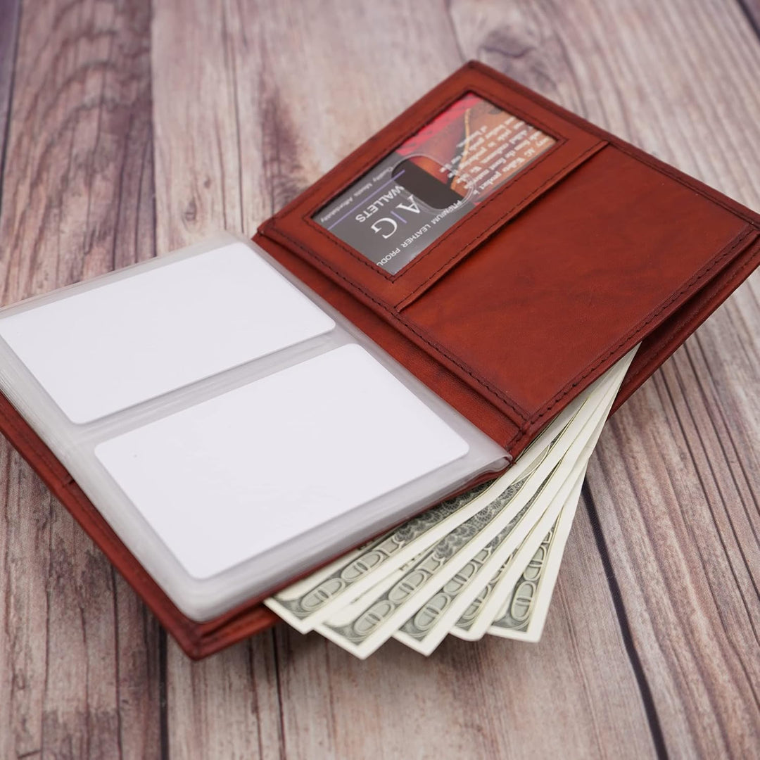 ag wallets Cartera europea hipster de cuero con bloqueo de señal RF...