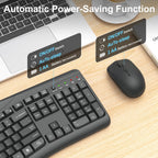 Teclado y Ratón Inalámbricos Combo, Teclas Curvadas Ergonómicas y Silenciosas (Gris Grafito)