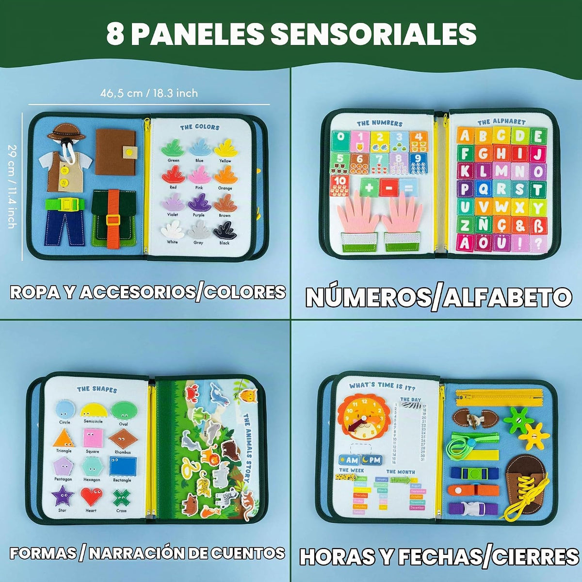 BONNYCO - Tabla de actividades para niños de 1 a 4 años con 8 tablas
