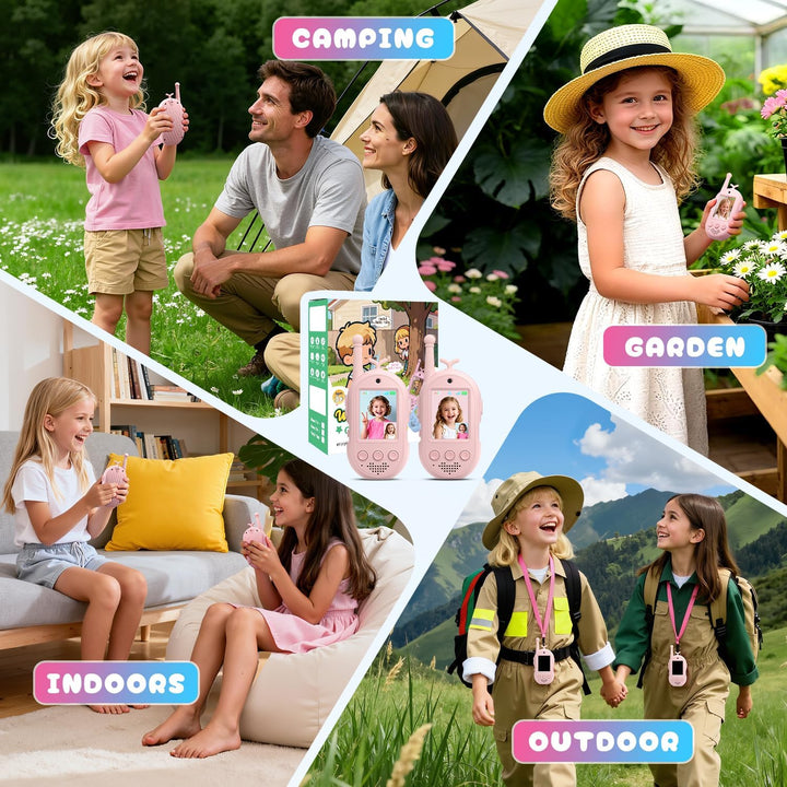 Walkie Talkies de video mejorados para niños, paquete de 2 unidades...