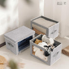 Cajas de Almacenamiento de Tela con Tapas - 3 Paquetes de Cubos de Almacenamiento con Ventana, Cajas de Almacenamiento Plegables para Estantes, Cajas de Almacenamiento para Armario para