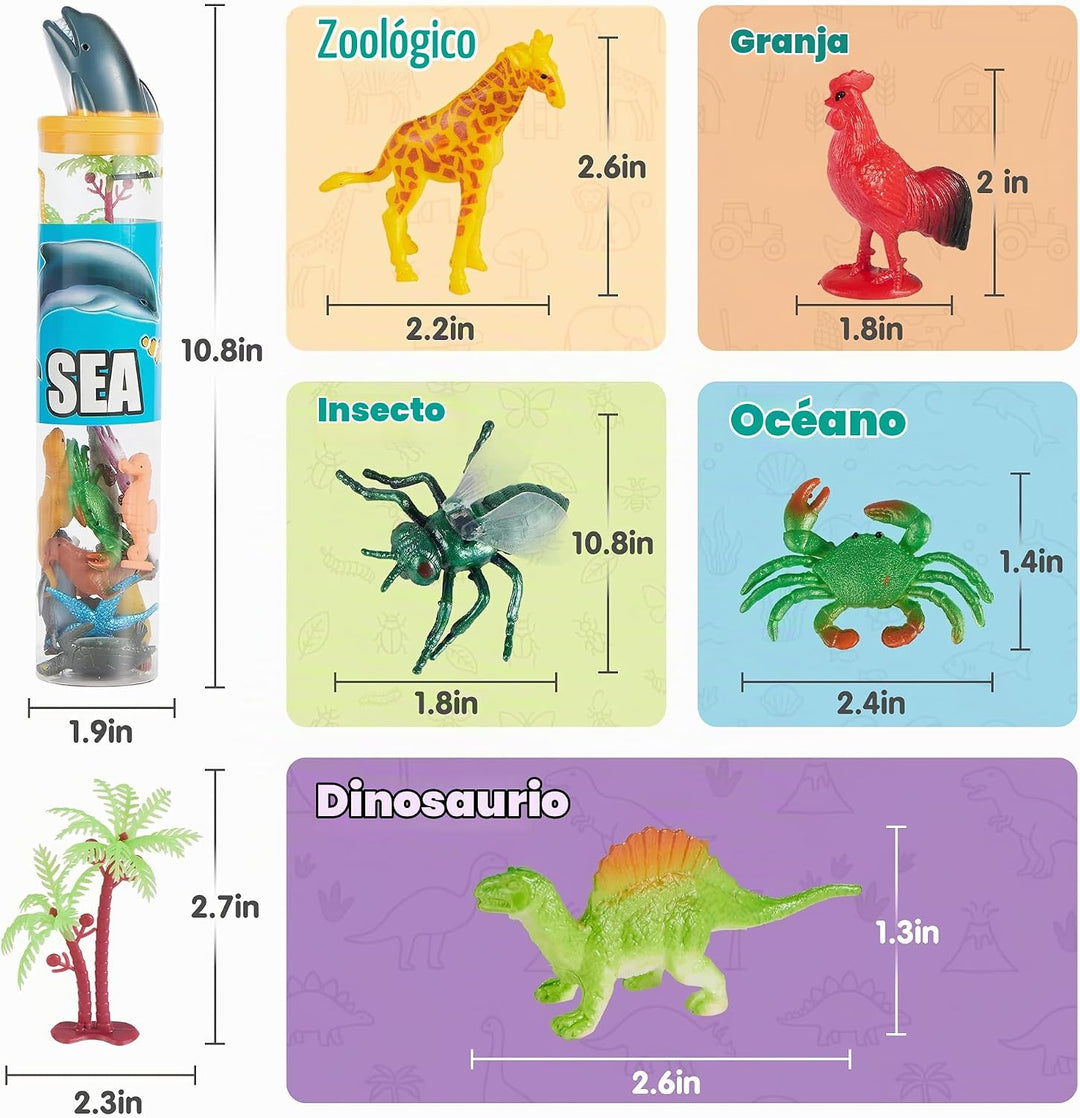 JOYIN 69 figuras de animales pequeños, mini juego de juguetes de se...