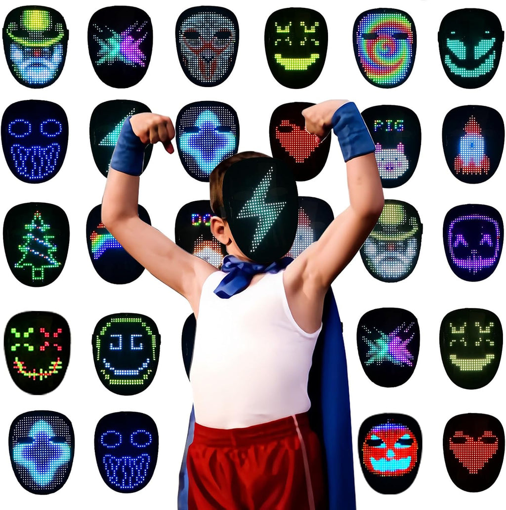 Máscara LED con detección de gestos, máscara transformadora unisex con luz LED para disfraz, cosplay, fiesta, mascarada