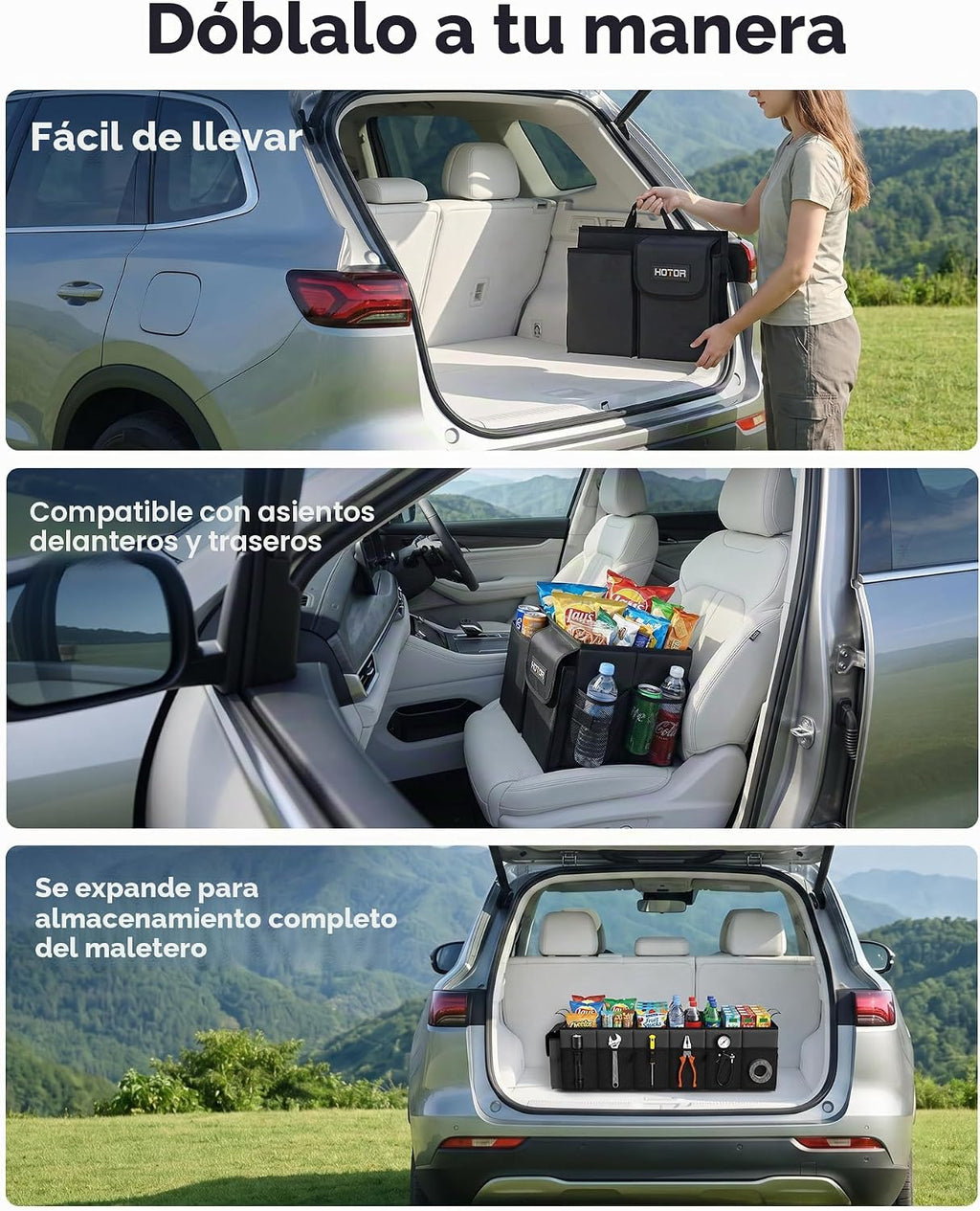 HOTOR - Organizador de maletero, resistente y plegable con enfriador para automóvil, Sudán y SUV