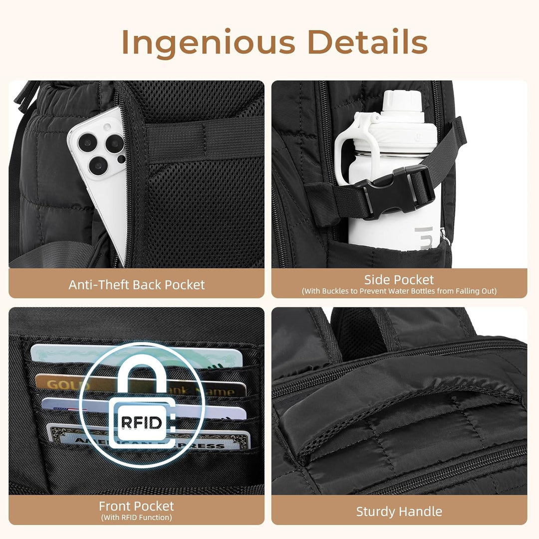 CLUCI Mochila inflada acolchada para laptop para mujeres