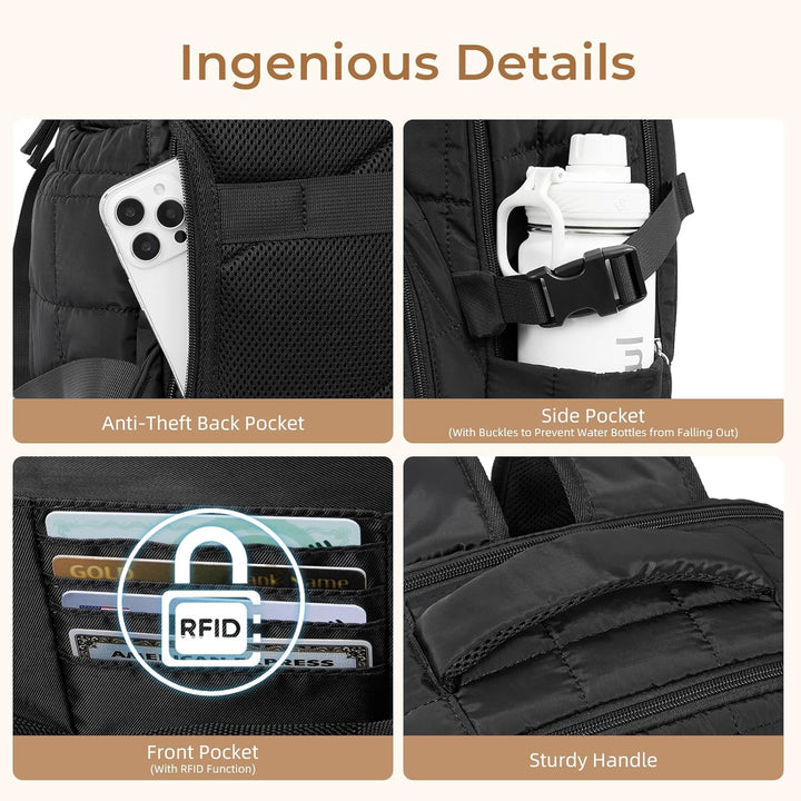 CLUCI Mochila inflada acolchada para laptop para mujeres