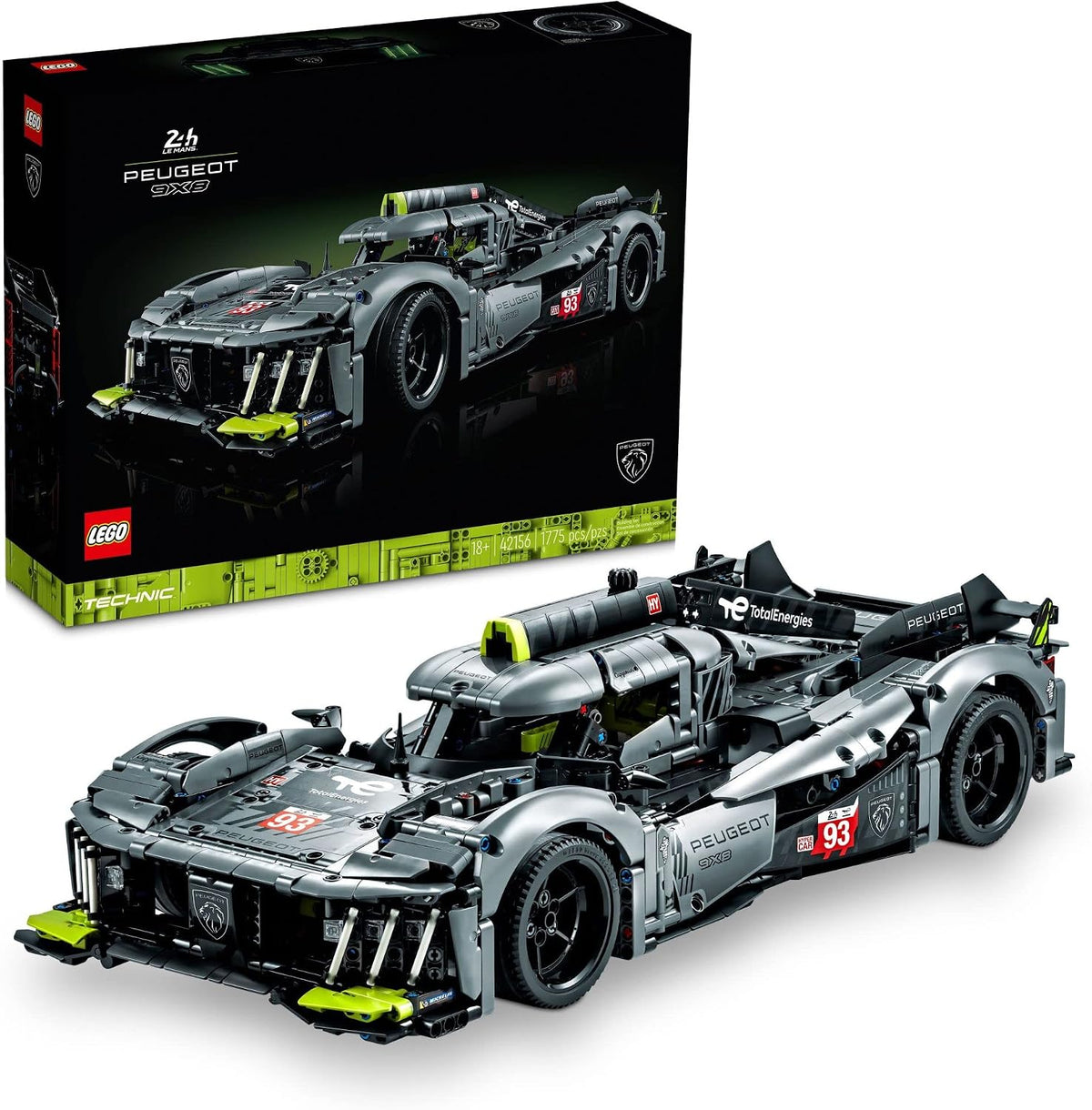 LEGO Technic Peugeot 9X8 24H Le Mans Hybrid Hypercar 42156 - Kit de construcción de auto de carreras coleccionable para adultos y adolescentes, modelo de auto de carreras a escala 1:10, regalo para