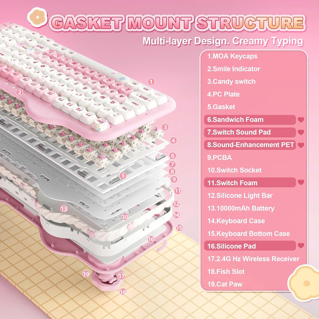 YUNZII C98 Wireless Mechanical Keyboard with Number Pad,99 Key BT5....