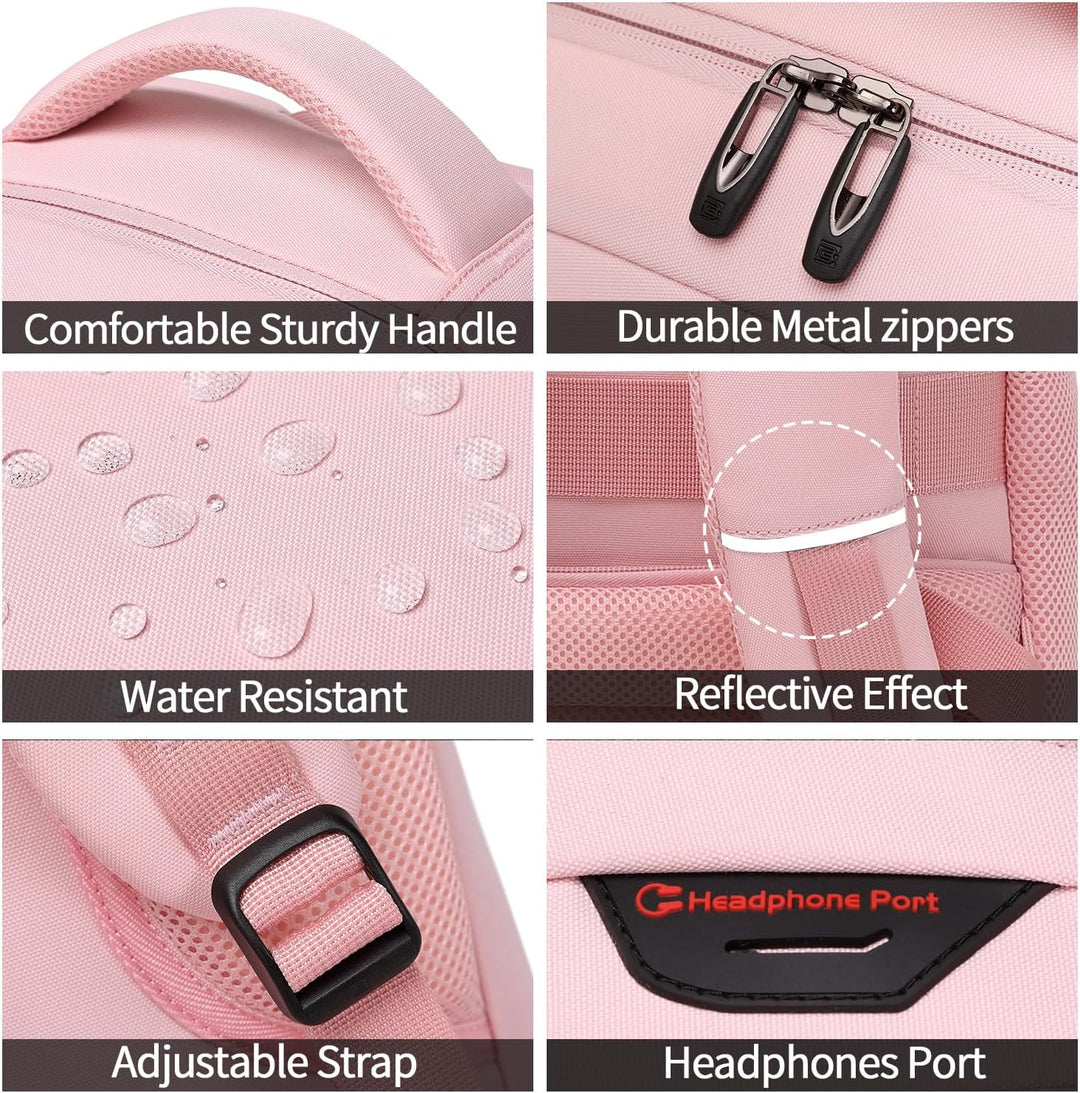Mochila para Laptop Volher, Rosa claro, 15,6 pulg., Computadora por...