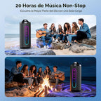 Altavoz Bluetooth portátil, sonido potente de 20 W con modos de ecualización, IPX6 impermeable, tiempo de reproducción de 20 horas, Bluetooth 5.4, TWS, luces LED, altavoces inalámbricos
