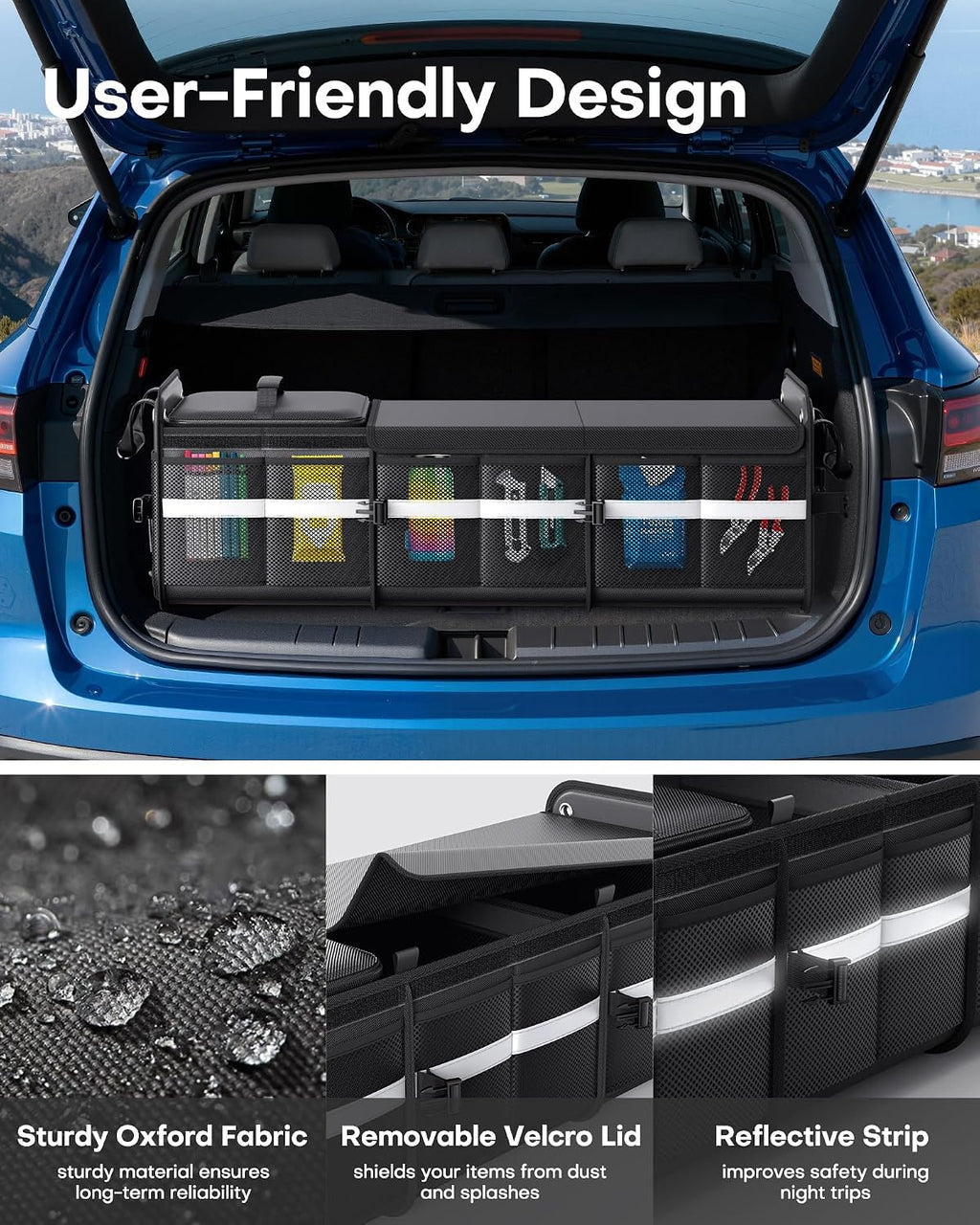 HOTOR Organizador de maletero - Organizador de coche y almacenamiento con bolsa enfriadora para SUV