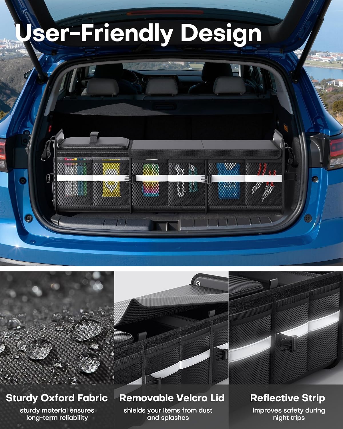 HOTOR Organizador de maletero - Organizador de coche y almacenamiento con bolsa enfriadora para SUV