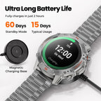 Reloj inteligente plateado para hombre, AMOLED de 1.43 pulgadas