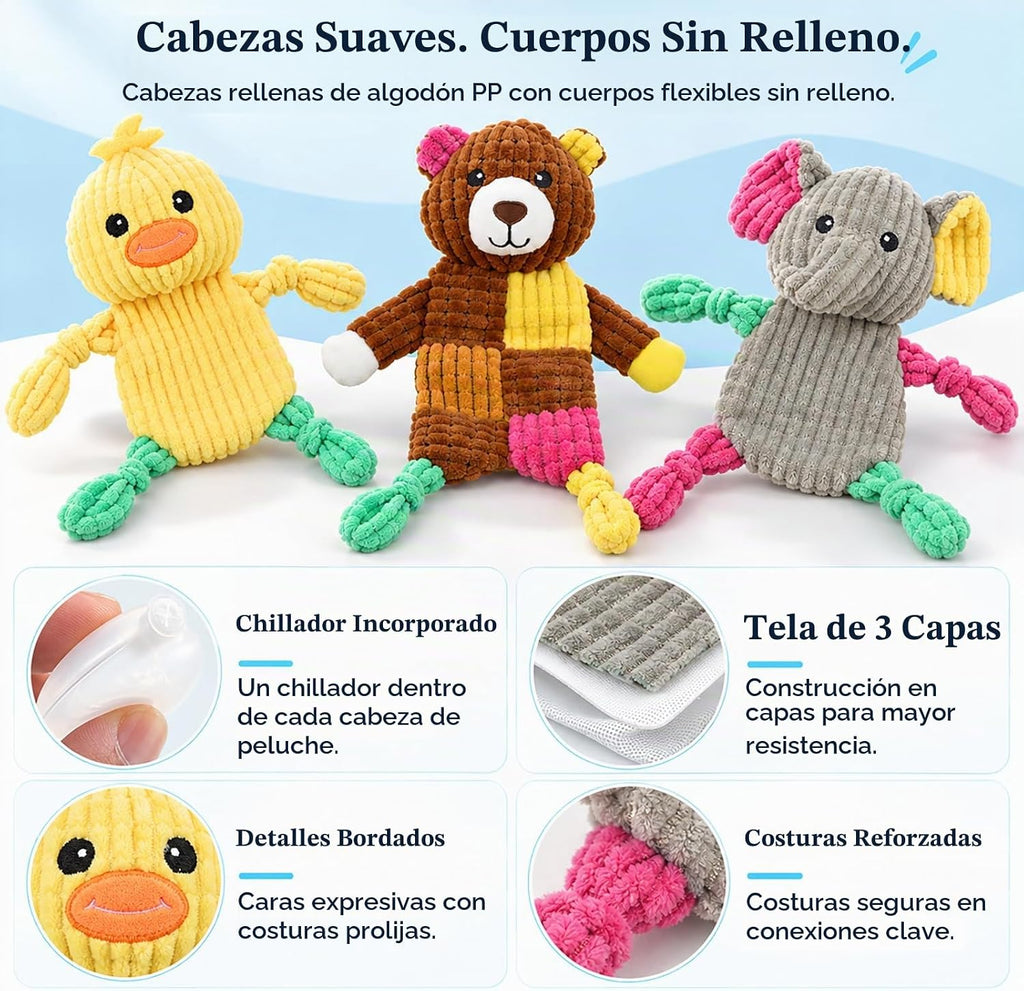 LECHONG 5 juguetes chirriantes para perros, juguetes grandes arrugados para perros grandes, medianos y pequeños, juguetes para cachorros para mantenerlos ocupados. Paquete de juguetes para perros de