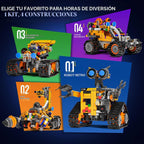 Kit de construcción de robot Demkia para niños y adultos, kit de robótica RC recargable 4 en 1 con control remoto y aplicación, juguetes de codificación STEM y proyectos científicos, regalos de