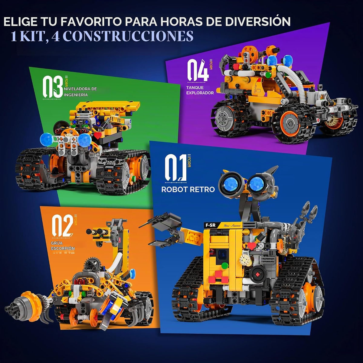 Kit de construcción de robot Demkia para niños y adultos, kit de robótica RC recargable 4 en 1 con control remoto y aplicación, juguetes de codificación STEM y proyectos científicos, regalos de